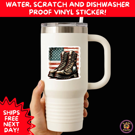 VETERAN STICKERS | Veteran Made Patriotic Vinyl Decals for Military Support, Army Navy Marine Veteran Gifts, American Flag Bumper Sticker