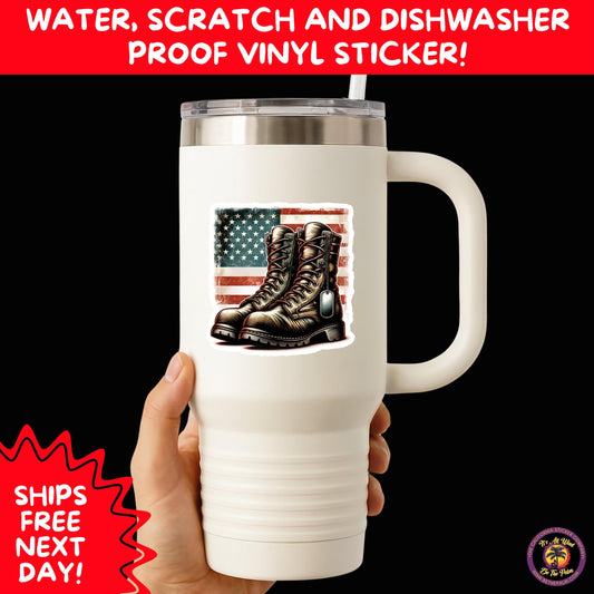 VETERAN STICKERS | Veteran Made Patriotic Vinyl Decals for Military Support, Army Navy Marine Veteran Gifts, American Flag Bumper Sticker