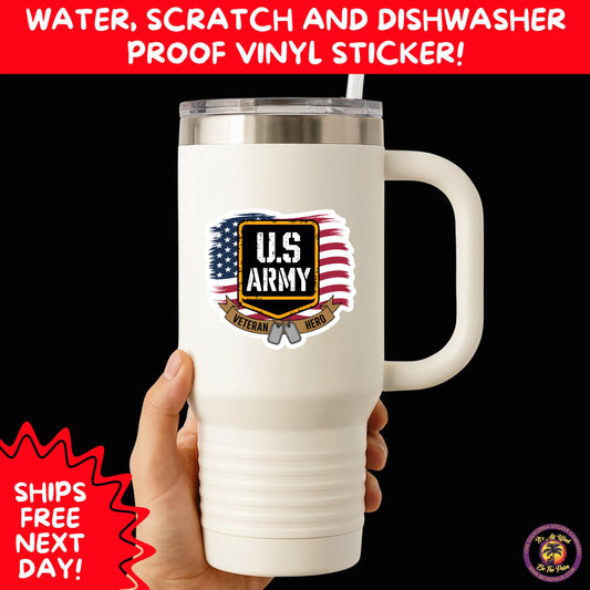 VETERAN STICKERS | Veteran Made Patriotic Vinyl Decals for Military Support, Army Navy Marine Veteran Gifts, American Flag Bumper Sticker