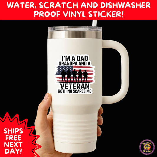 VETERAN STICKERS | Veteran Made Patriotic Vinyl Decals for Military Support, Army Navy Marine Veteran Gifts, American Flag Bumper Sticker