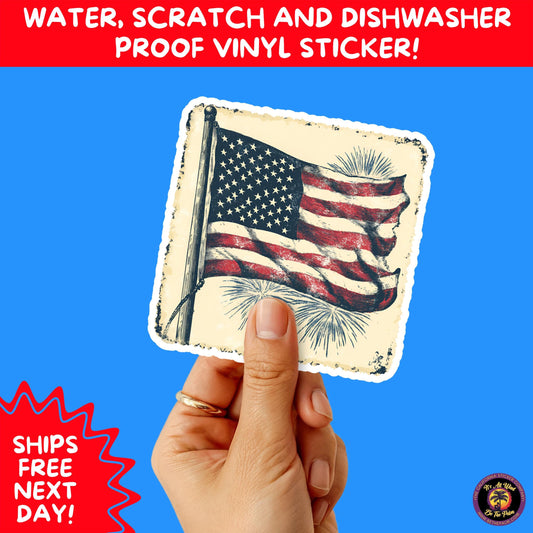4th of july | sticker pack independence day vinyl decals, usa flag, fireworks, red white blue summer holiday patriotic sticker set