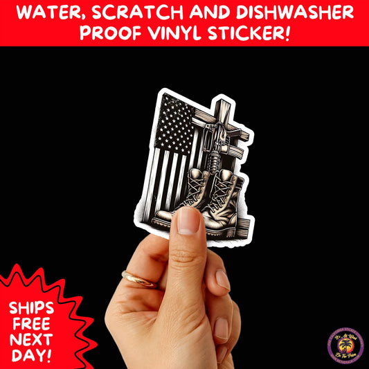 VETERAN STICKERS | Veteran Made Patriotic Vinyl Decals for Military Support, Army Navy Marine Veteran Gifts, American Flag Bumper Sticker