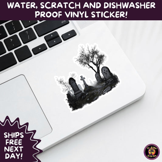 DARK GOTHIC STICKERS – Witchcore, Spooky, Occult, Alternative Vinyl Decals for Journals, Water Bottles, cemetery, headstone, and MacBooks