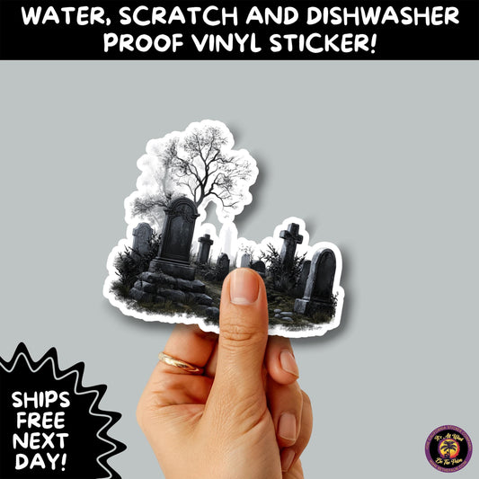 DARK GOTHIC STICKERS – Witchcore, Spooky, Occult, Alternative Vinyl Decals for Journals, Water Bottles, cemetery, headstone, and MacBooks