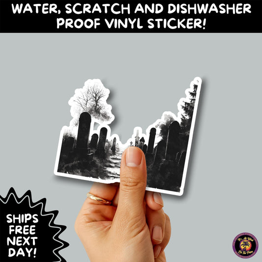 DARK GOTHIC STICKERS – Witchcore, Spooky, Occult, Alternative Vinyl Decals for Journals, Water Bottles, cemetery, headstone, and MacBooks