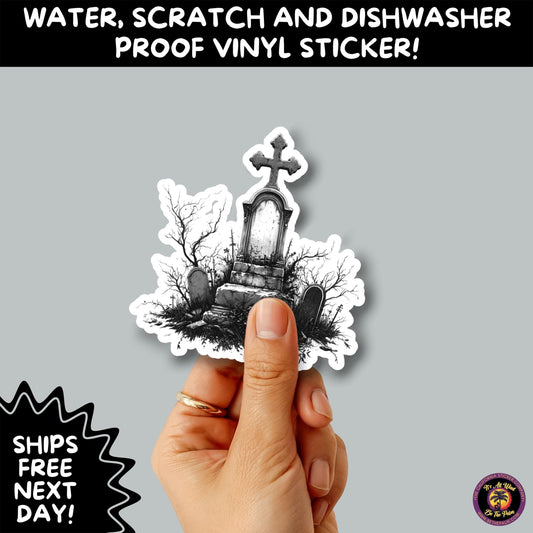 DARK GOTHIC STICKERS – Witchcore, Spooky, Occult, Alternative Vinyl Decals for Journals, Water Bottles, cemetery, headstone, and MacBooks