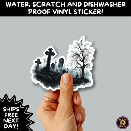 DARK GOTHIC STICKERS – Witchcore, Spooky, Occult, Alternative Vinyl Decals for Journals, Water Bottles, cemetery, headstone, and MacBooks