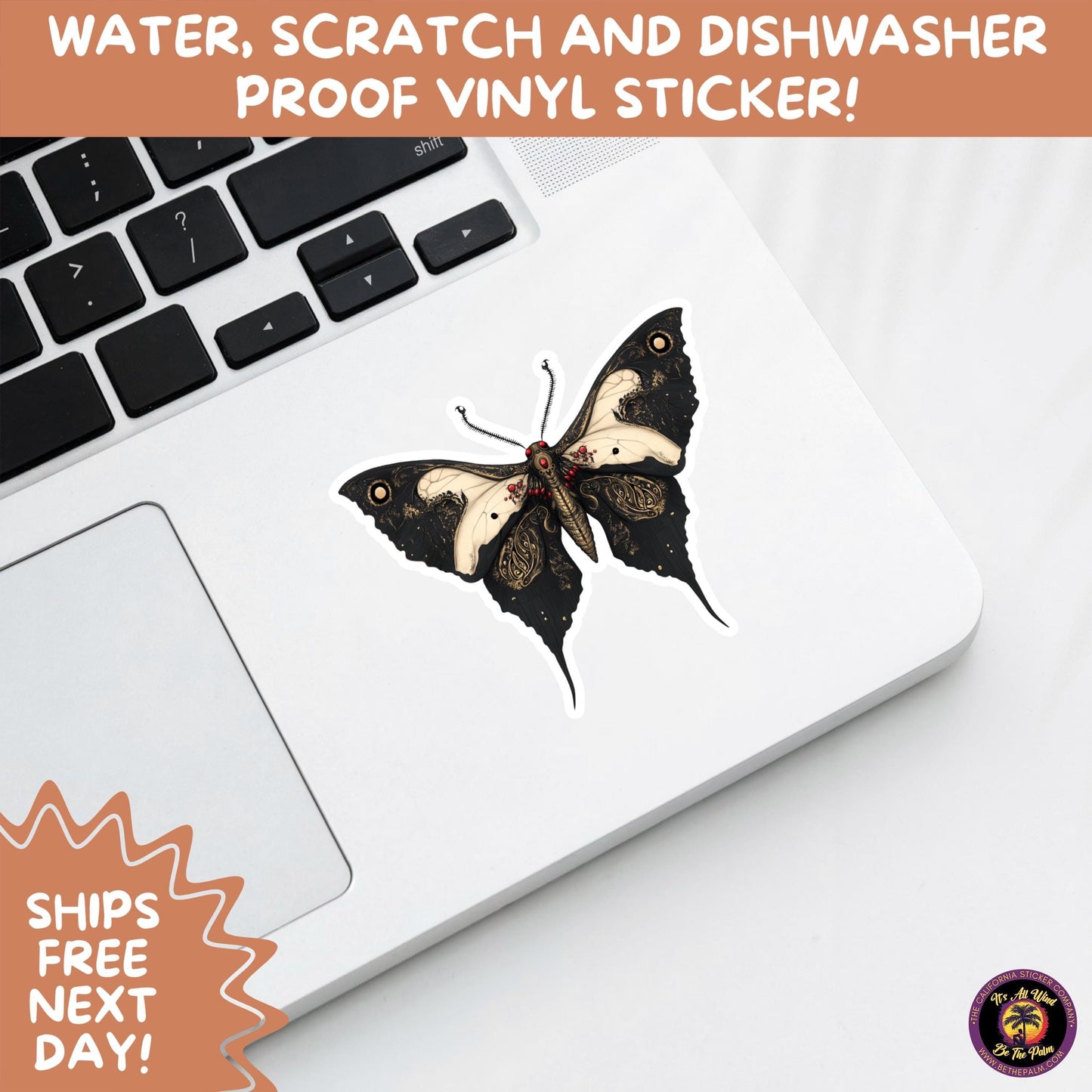 GOTH MOTH STICKERS | Gothic Insect Vinyl Stickers, Dark Aesthetic Stickers for Laptops Journals, Spooky Bug Stickers, Moth Witchy Decor