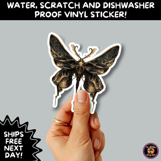 GOTH MOTH STICKERS | Gothic Insect Vinyl Stickers, Dark Aesthetic Stickers for Laptops Journals, Spooky Bug Stickers, Moth Witchy Decor