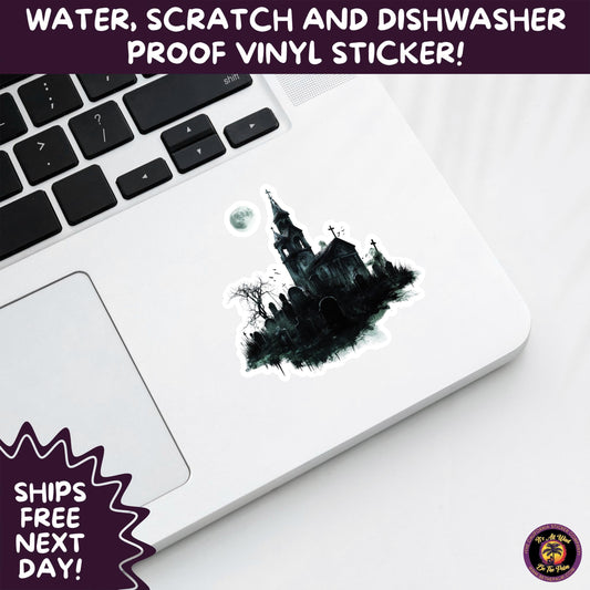 DARK GOTHIC STICKERS – Witchcore, Spooky, Occult, Alternative Vinyl Decals for Journals, Water Bottles, cemetery, headstone, and MacBooks