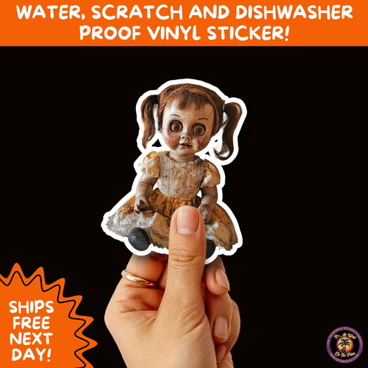 HORROR DOLL STICKERS Spooky Cute Creepy Girl Stickers β Perfect for Halloween, Scrapbooking, and Horror Aesthetic Fans