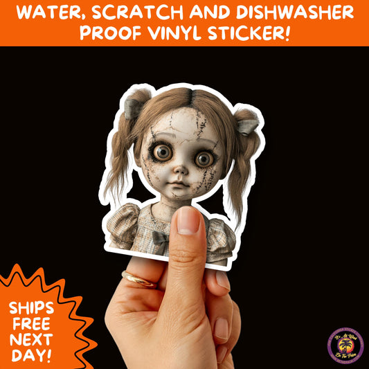 HORROR DOLL STICKERS Spooky Cute Creepy Girl Stickers β Perfect for Halloween, Scrapbooking, and Horror Aesthetic Fans