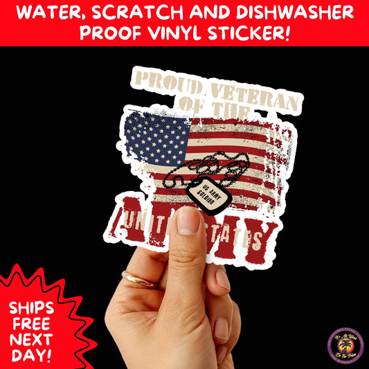 VETERAN STICKERS | Veteran Made Patriotic Vinyl Decals for Military Support, Army Navy Marine Veteran Gifts, American Flag Bumper Sticker