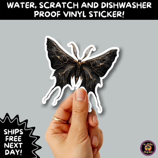 GOTH MOTH STICKERS | Gothic Insect Vinyl Stickers, Dark Aesthetic Stickers for Laptops Journals, Spooky Bug Stickers, Moth Witchy Decor