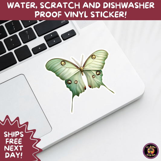 LUNA MOTH STICKERS | moth, sticker, luna moth, moon moth, cottage core, large moth, insect sticker, laptop sticker,