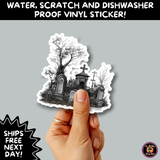 DARK GOTHIC STICKERS – Witchcore, Spooky, Occult, Alternative Vinyl Decals for Journals, Water Bottles, cemetery, headstone, and MacBooks