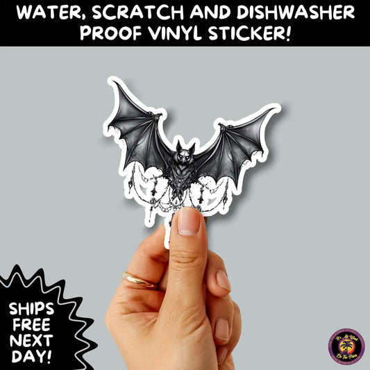 GOTHIC BAT STICKERS | for Alternative Aesthetic Lovers Spooky Vibe Cute Creepy Goth Accessories for Journal Laptop or Water Bottle Decor