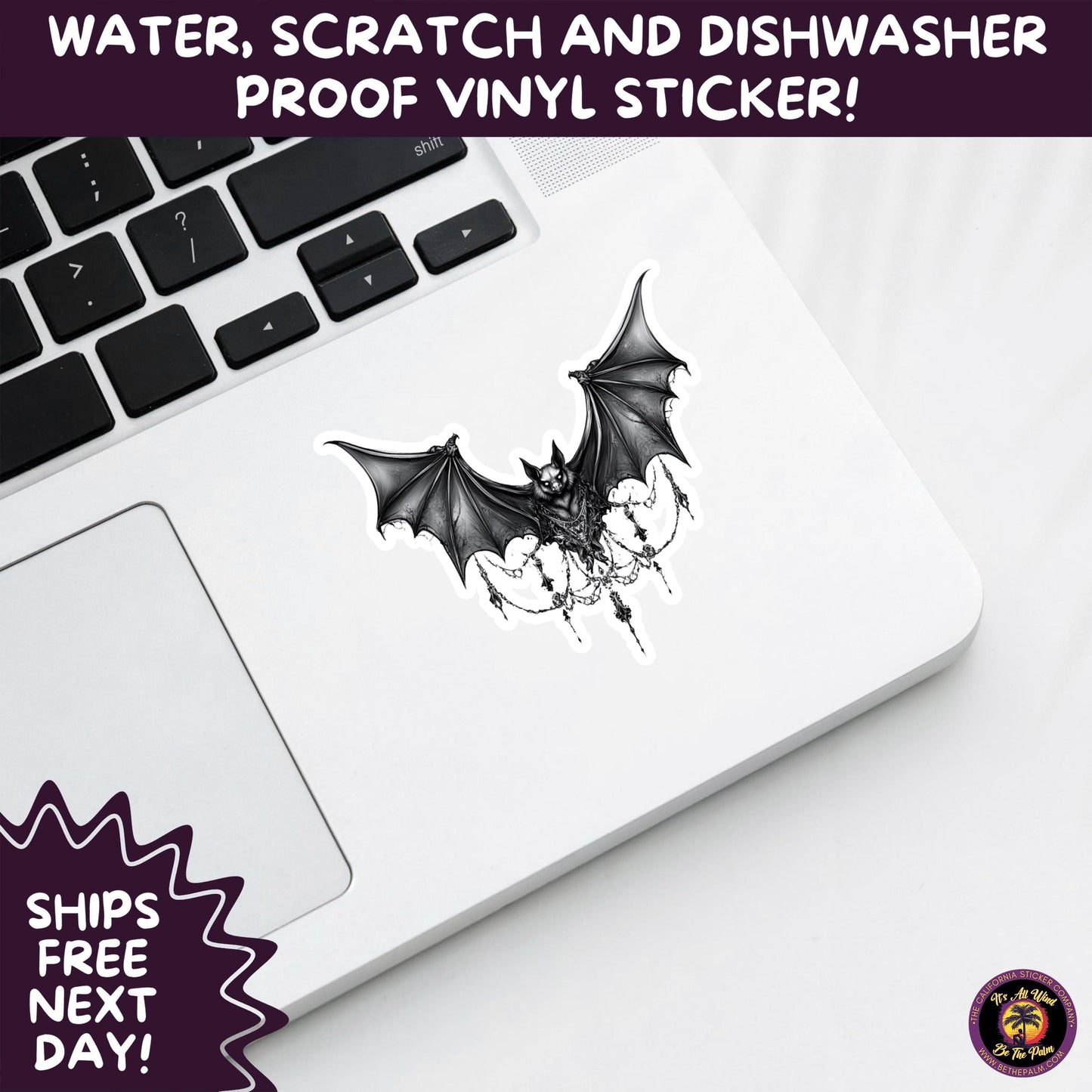 GOTHIC BAT STICKERS | for Alternative Aesthetic Lovers Spooky Vibe Cute Creepy Goth Accessories for Journal Laptop or Water Bottle Decor