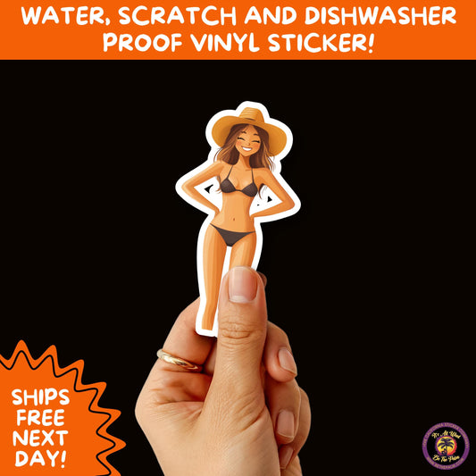 FUN BEACH STICKERS with Bikini Designs, Perfect for Travel Journals, Water Bottles, Tumblers, Laptops, Scrapbooks, and Summer Decor