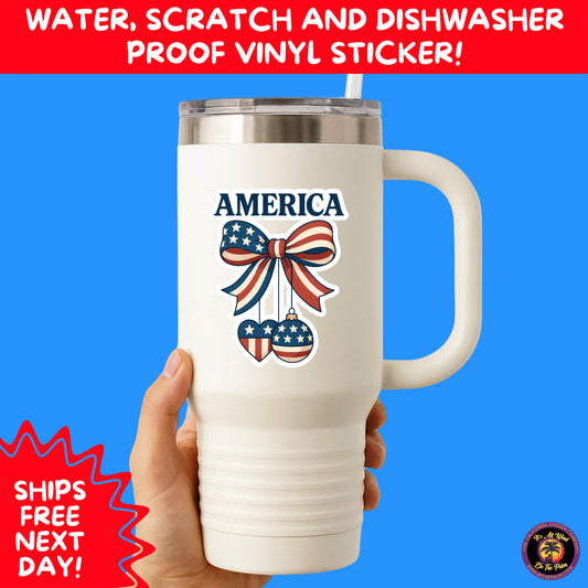 4TH OF JULY | Sticker Pack Independence Day Vinyl Decals, USA Flag, Fireworks, Red White Blue Summer Holiday Patriotic Sticker Set