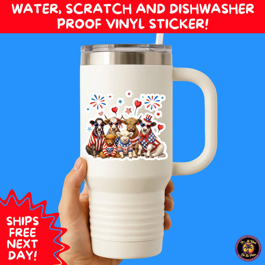 4TH OF JULY | Sticker Pack Independence Day Vinyl Decals, USA Flag, Fireworks, Red White Blue Summer Holiday Patriotic Sticker Set