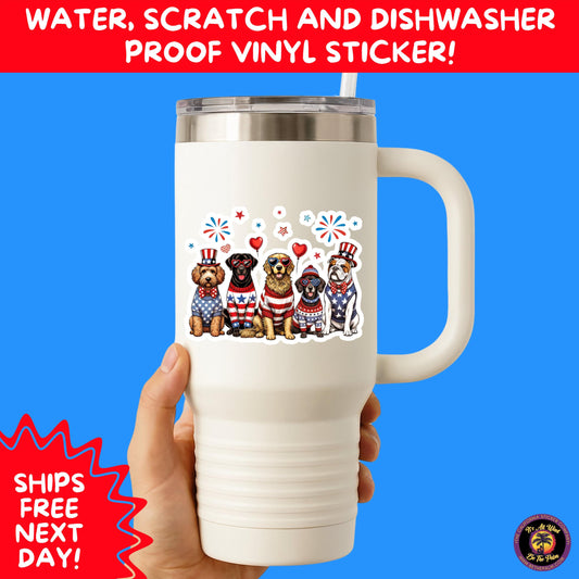 4TH OF JULY | Sticker Pack Independence Day Vinyl Decals, USA Flag, Fireworks, Red White Blue Summer Holiday Patriotic Sticker Set