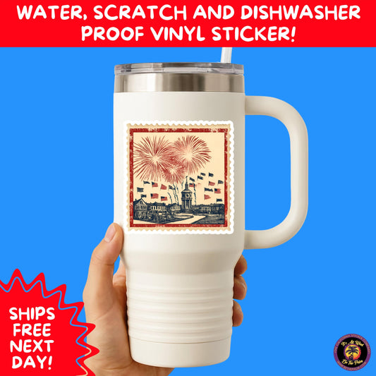 4TH OF JULY | Sticker Pack Independence Day Vinyl Decals, USA Flag, Fireworks, Red White Blue Summer Holiday Patriotic Sticker Set