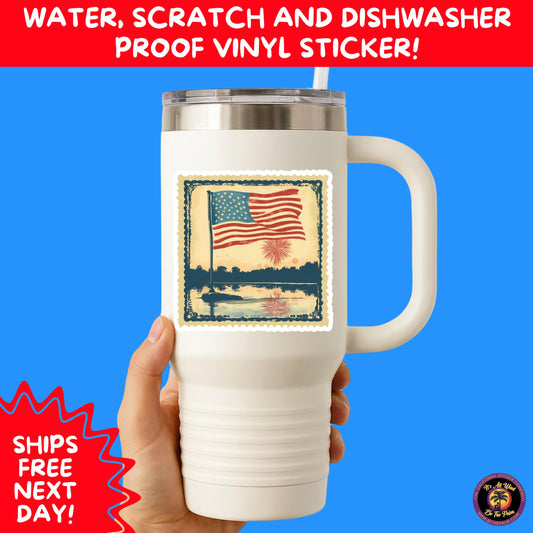 4TH OF JULY | Sticker Pack Independence Day Vinyl Decals, USA Flag, Fireworks, Red White Blue Summer Holiday Patriotic Sticker Set