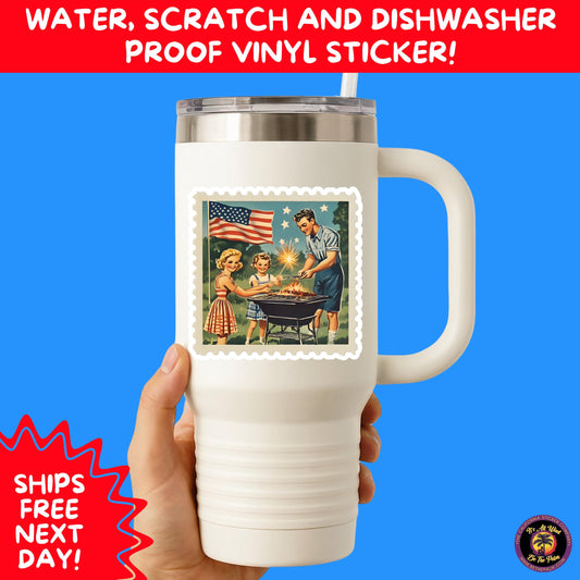 4TH OF JULY | Sticker Pack Independence Day Vinyl Decals, USA Flag, Fireworks, Red White Blue Summer Holiday Patriotic Sticker Set