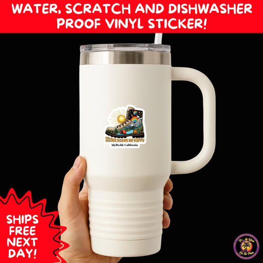 HIKING STICKERS | Set Waterproof Vinyl Decals Ideal for Backpacks Journals Cars Perfect Gift for Trail Walkers Campers and Outdoor Fans