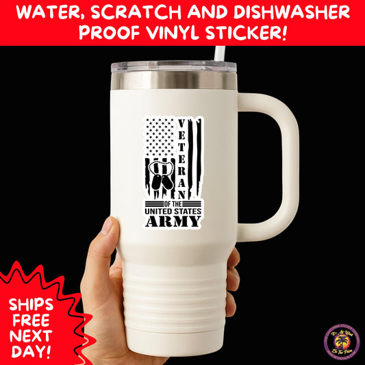 VETERAN STICKERS | Veteran Made Patriotic Vinyl Decals for Military Support, Army Navy Marine Veteran Gifts, American Flag Bumper Sticker