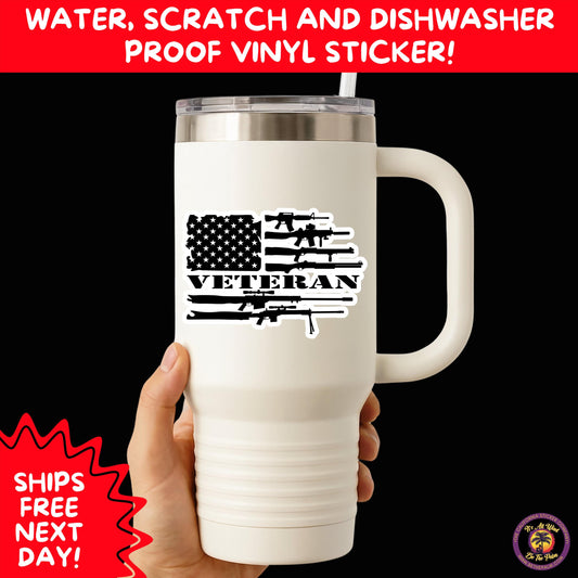 VETERAN STICKERS | Veteran Made Patriotic Vinyl Decals for Military Support, Army Navy Marine Veteran Gifts, American Flag Bumper Sticker
