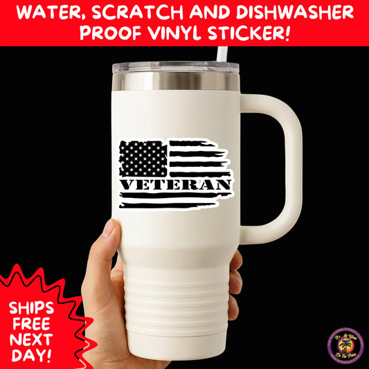 VETERAN STICKERS | Veteran Made Patriotic Vinyl Decals for Military Support, Army Navy Marine Veteran Gifts, American Flag Bumper Sticker
