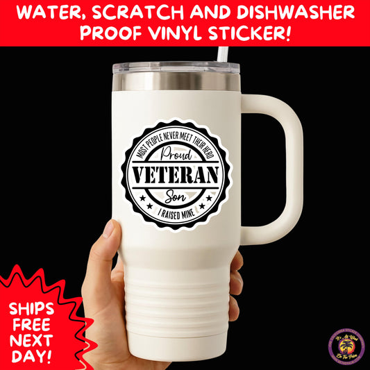 VETERAN STICKERS | Veteran Made Patriotic Vinyl Decals for Military Support, Army Navy Marine Veteran Gifts, American Flag Bumper Sticker