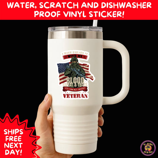 VETERAN STICKERS | Veteran Made Patriotic Vinyl Decals for Military Support, Army Navy Marine Veteran Gifts, American Flag Bumper Sticker