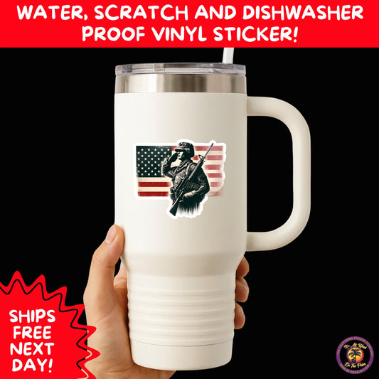 VETERAN STICKERS | Veteran Made Patriotic Vinyl Decals for Military Support, Army Navy Marine Veteran Gifts, American Flag Bumper Sticker