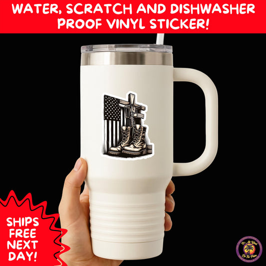 VETERAN STICKERS | Veteran Made Patriotic Vinyl Decals for Military Support, Army Navy Marine Veteran Gifts, American Flag Bumper Sticker