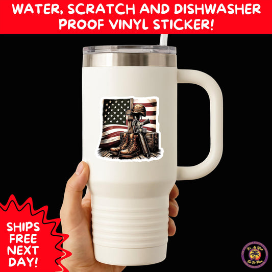 VETERAN STICKERS | Veteran Made Patriotic Vinyl Decals for Military Support, Army Navy Marine Veteran Gifts, American Flag Bumper Sticker