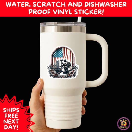 VETERAN STICKERS | Veteran Made Patriotic Vinyl Decals for Military Support, Army Navy Marine Veteran Gifts, American Flag Bumper Sticker