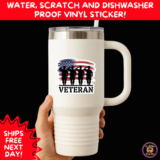 VETERAN STICKERS | Veteran Made Patriotic Vinyl Decals for Military Support, Army Navy Marine Veteran Gifts, American Flag Bumper Sticker