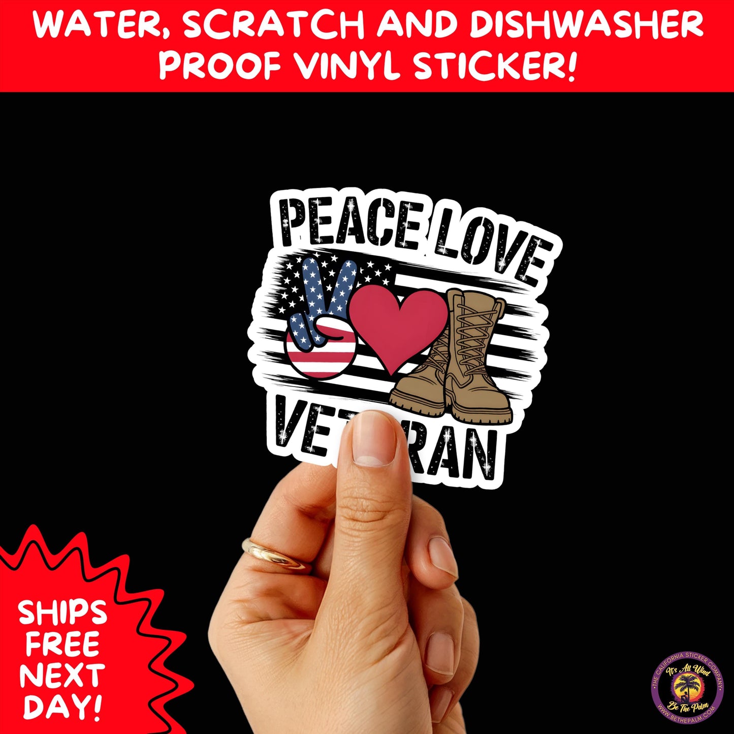 VETERAN STICKERS | Veteran Made Patriotic Vinyl Decals for Military Support, Army Navy Marine Veteran Gifts, American Flag Bumper Sticker