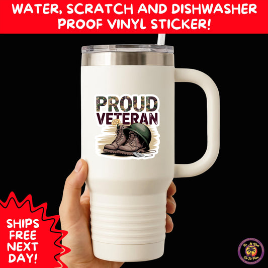VETERAN STICKERS | Veteran Made Patriotic Vinyl Decals for Military Support, Army Navy Marine Veteran Gifts, American Flag Bumper Sticker