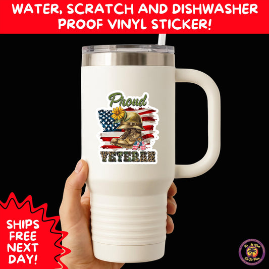 VETERAN STICKERS | Veteran Made Patriotic Vinyl Decals for Military Support, Army Navy Marine Veteran Gifts, American Flag Bumper Sticker
