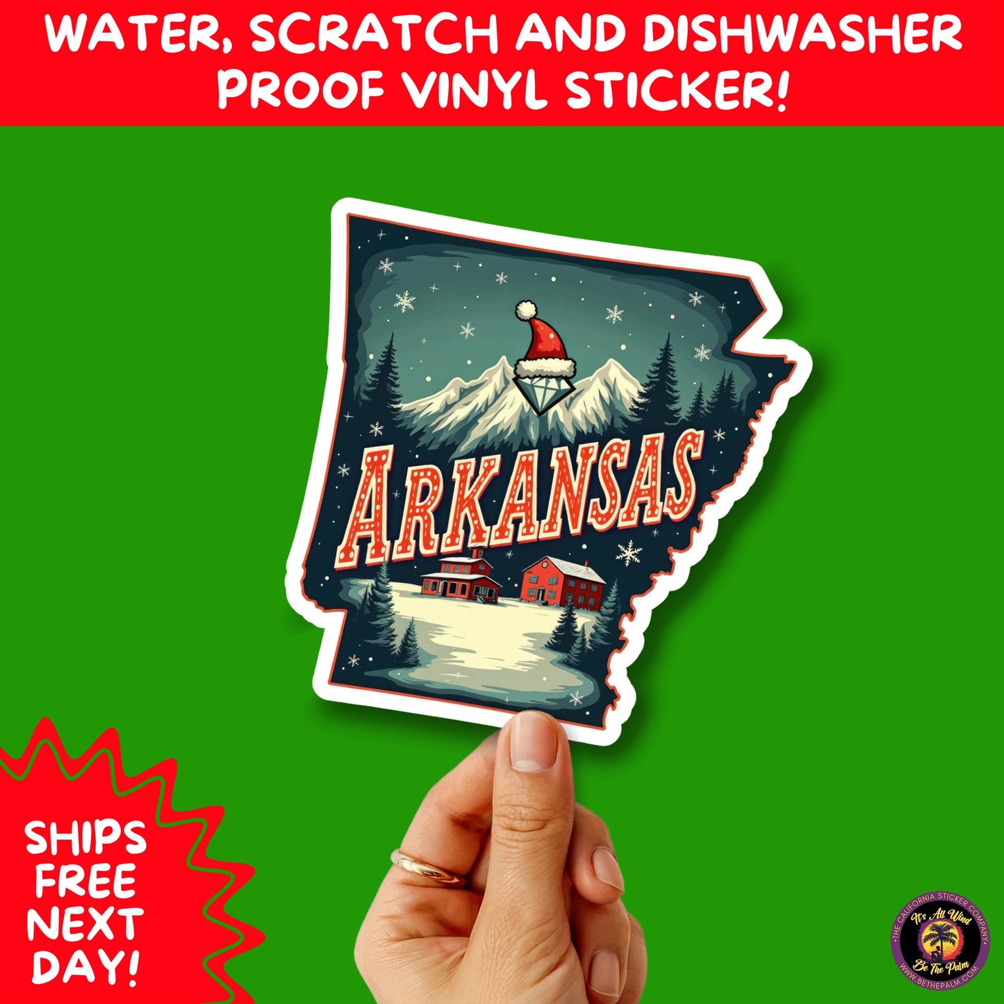 CHRISTMAS STICKER PACK | Festive Holiday Decor Vinyl Stickers Perfect for Journals Gifts Planners Stocking Stuffers Winter for Arkansas