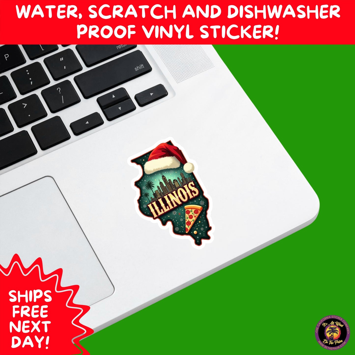 CHRISTMAS STICKER PACK | Festive Holiday Decor Vinyl Stickers Perfect for Journals Gifts Planners Stocking Stuffers Winter for Illinois