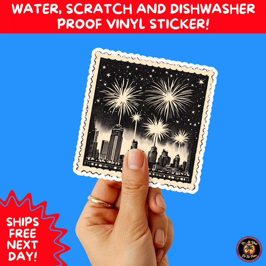 4th of july | sticker pack independence day vinyl decals, usa flag, fireworks, red white blue summer holiday patriotic sticker set