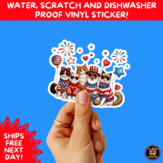 4th of july | sticker pack independence day vinyl decals, usa flag, fireworks, red white blue summer holiday patriotic sticker set