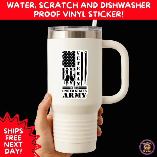 VETERAN STICKERS | Veteran Made Patriotic Vinyl Decals for Military Support, Army Navy Marine Veteran Gifts, American Flag Bumper Sticker