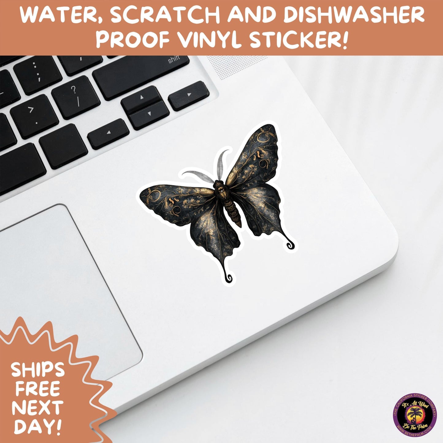 GOTH MOTH STICKERS | Gothic Insect Vinyl Stickers, Dark Aesthetic Stickers for Laptops Journals, Spooky Bug Stickers, Moth Witchy Decor