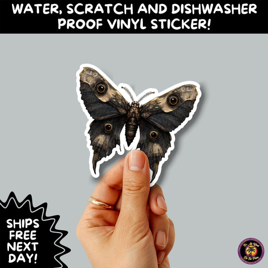GOTH MOTH STICKERS | Gothic Insect Vinyl Stickers, Dark Aesthetic Stickers for Laptops Journals, Spooky Bug Stickers, Moth Witchy Decor
